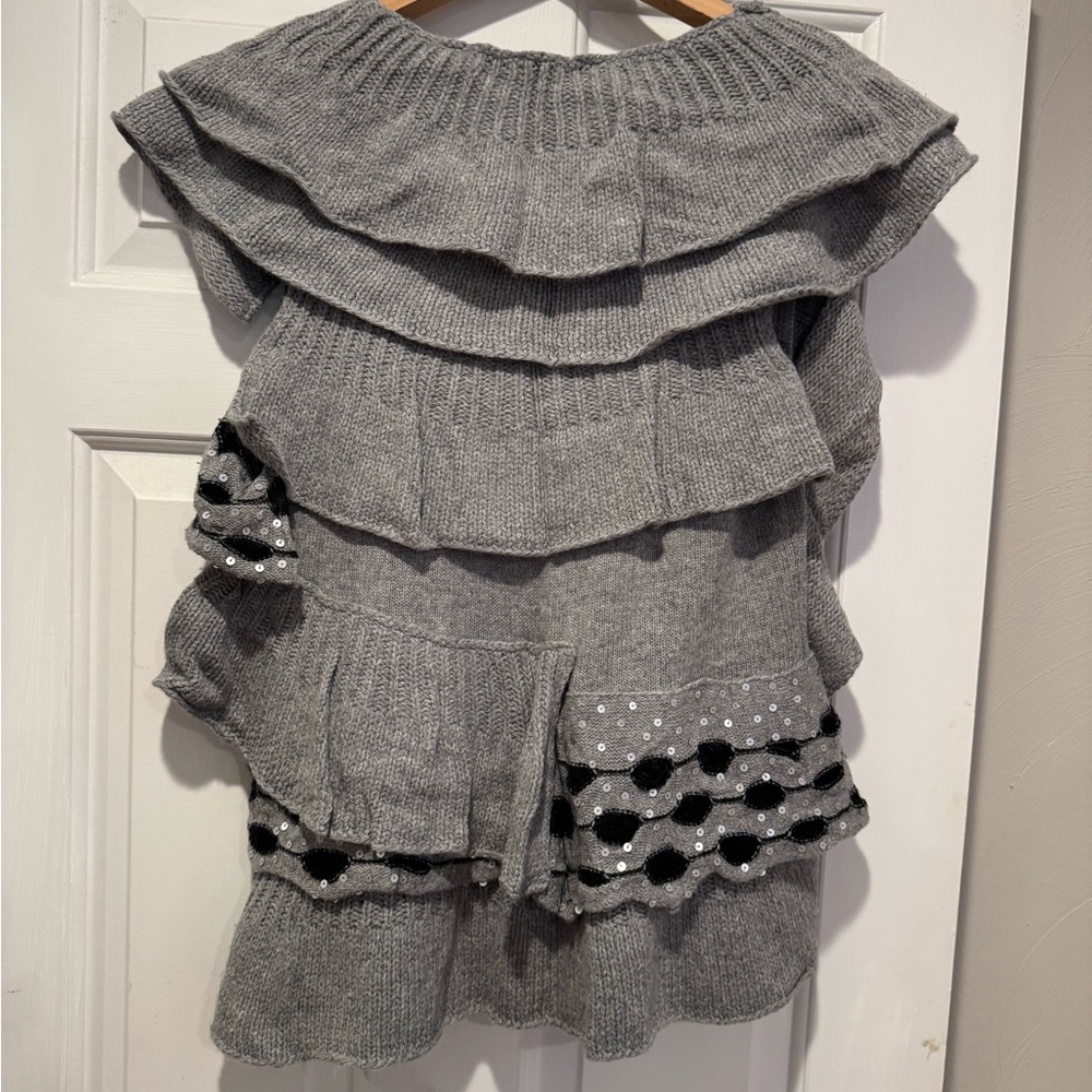 Gray Ruffled Women's Sweater - Picture 3 of 3